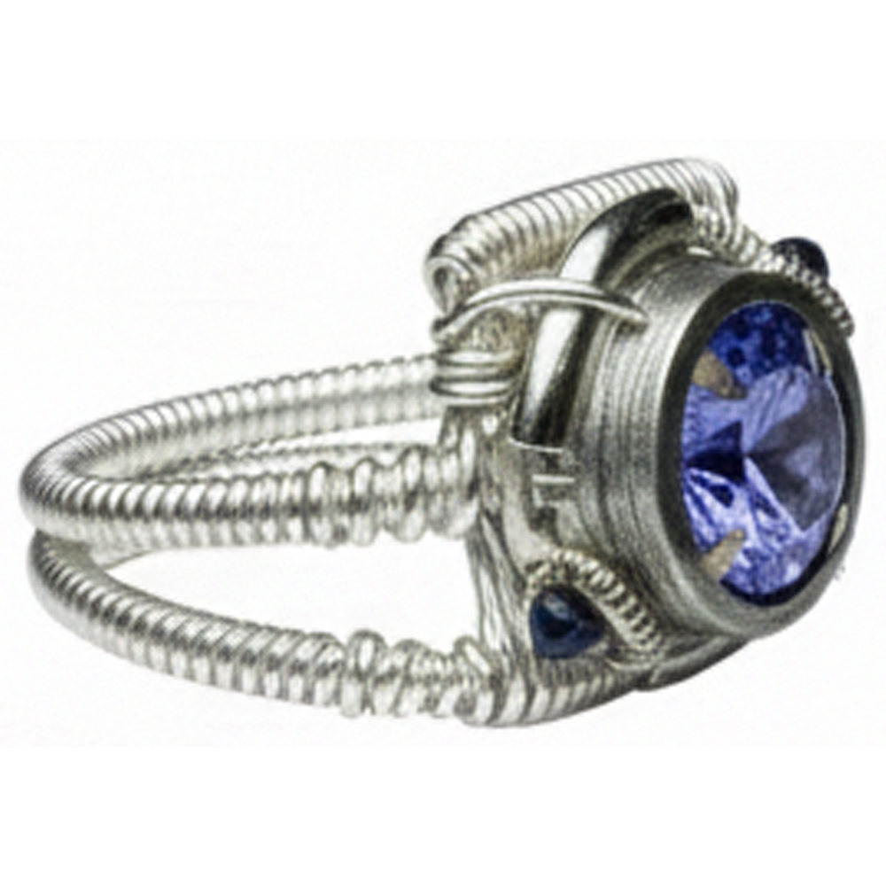 Natural Real ( Not Lab Grown )  Round Tanzanite Aaa Antique Style White Gold Ring 2 Carat