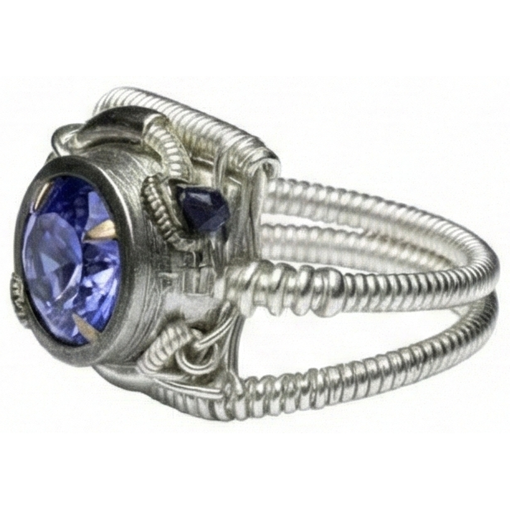 Natural Real ( Not Lab Grown )  Round Tanzanite Aaa Antique Style White Gold Ring 2 Carat
