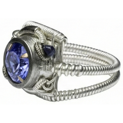 Natural Real ( Not Lab Grown )  Round Tanzanite Aaa Antique Style White Gold Ring 2 Carat