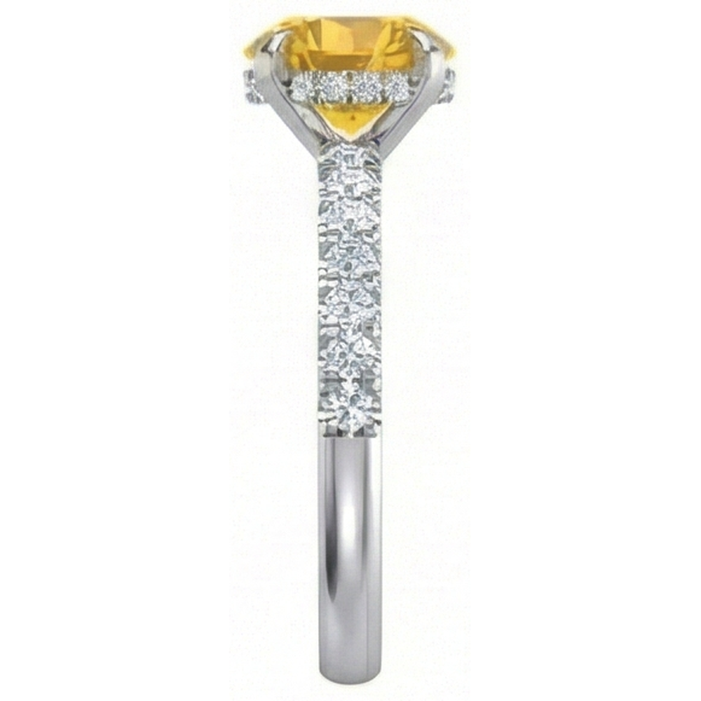 Round Yellow Sapphire Natural Earth Mined Diamond Wedding Ring 3.50 Carats White Gold 14K