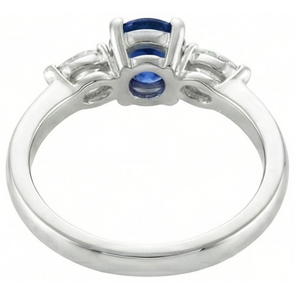 Round & Marquise Ceylon Blue Sapphire Natural Earth Mined Diamonds Ring White Gold 2.50 Ct