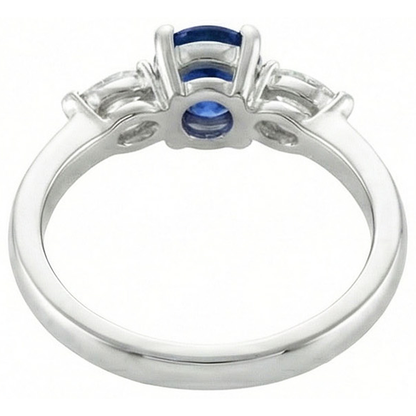 Round & Marquise Ceylon Blue Sapphire Natural Earth Mined Diamonds Ring White Gold 2.50 Ct