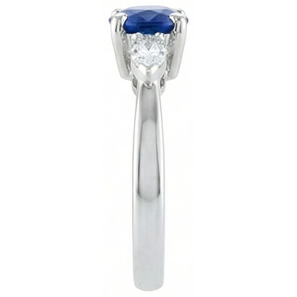 Round & Marquise Ceylon Blue Sapphire Natural Earth Mined Diamonds Ring White Gold 2.50 Ct