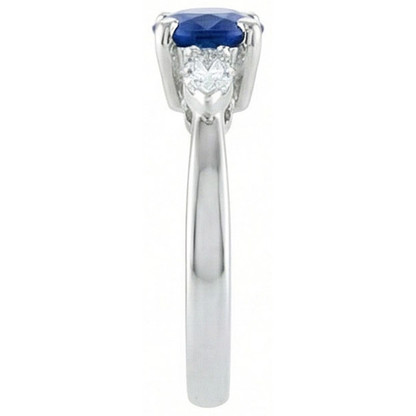 Round & Marquise Ceylon Blue Sapphire Natural Earth Mined Diamonds Ring White Gold 2.50 Ct