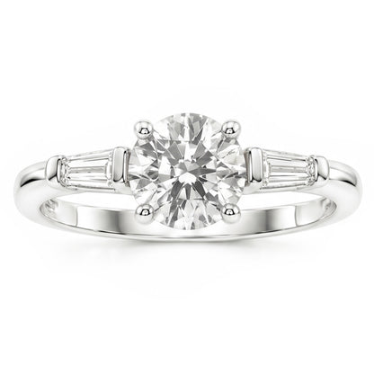 Round and Baguettes Old European Three Stone Mined Natural Real Diamond ( Not Lab Grown ) Ring 2.50 Carats
