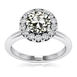 Round 4 Carat Halo Earth Mined Diamond Ring