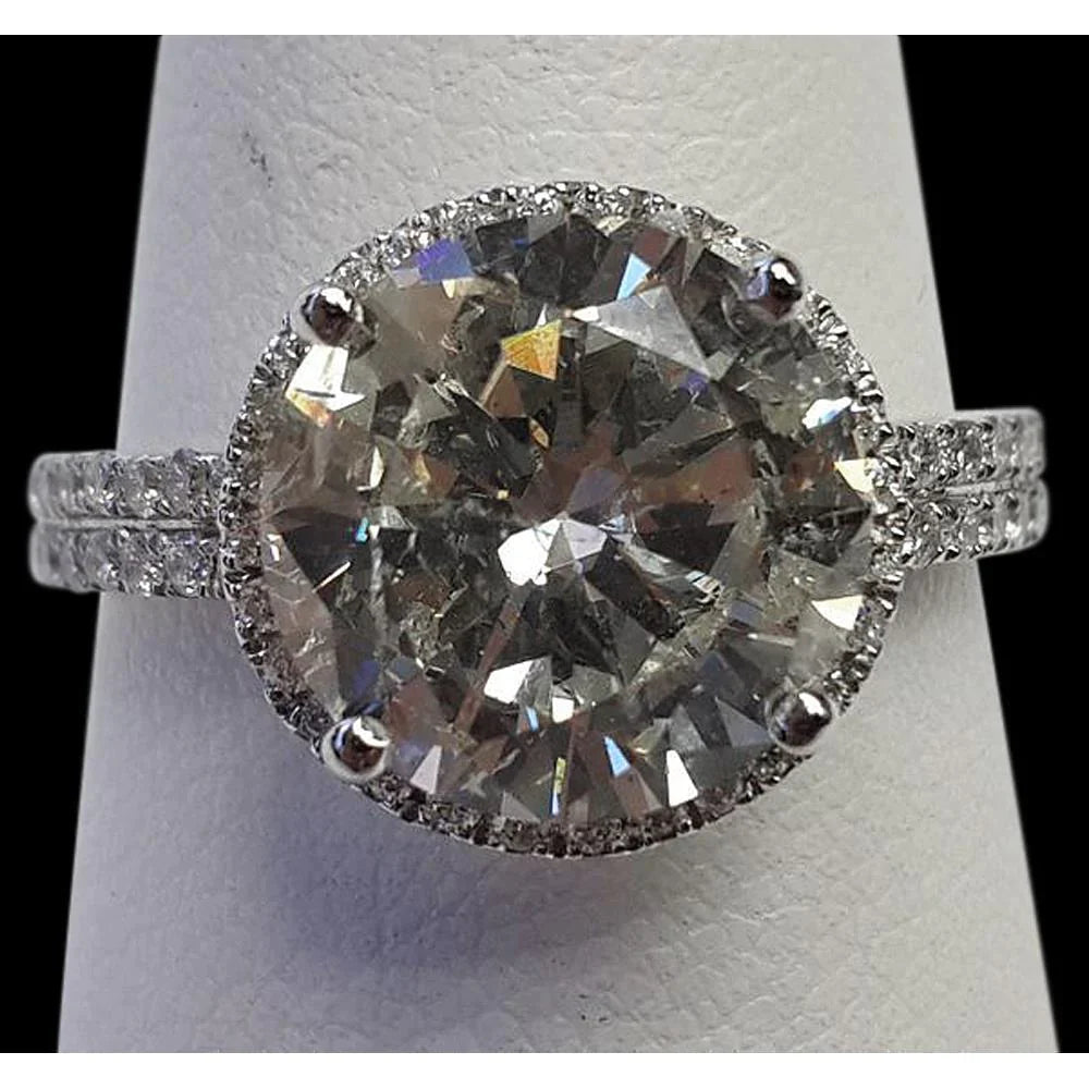 Round 7 Carat Halo Diamond Ring