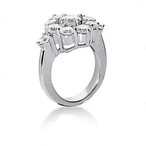 Round Cluster Diamond Engagement Ring