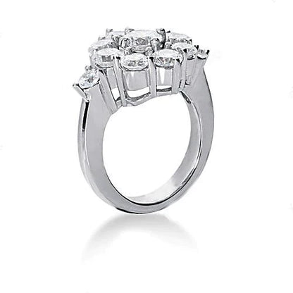 Round Cluster Diamond Engagement Ring