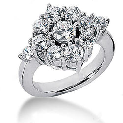 Real  Round Cluster Diamond Engagement Ring