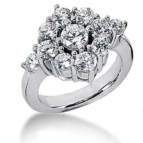 Round Cluster Diamond Engagement Ring
