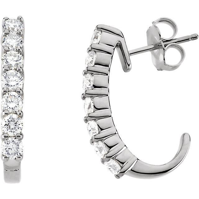 Round Diamond Half Hoop Earrings