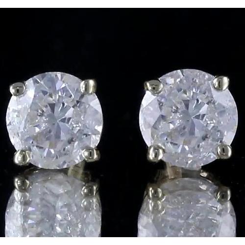 Round Diamond Stud Earring Basket Setting White Gold 14K G VS1