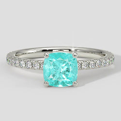 Round Engagement Ring Paraiba Stone