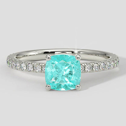 Round Engagement Ring Paraiba Stone