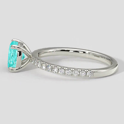 Round Engagement Ring Paraiba Stone