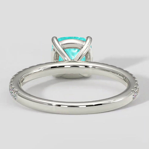 Round Engagement Ring Paraiba Stone