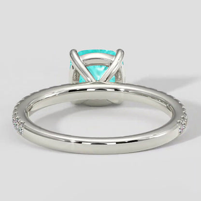 Round Engagement Ring Paraiba Stone