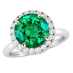Natural Real ( Not Lab Grown ) Round Green Emerald GIA Engagement Ring Gemstone Jewelry