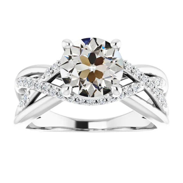 Round Old Miner Diamond Ring Twisted Infinity Style 3.90 Carats