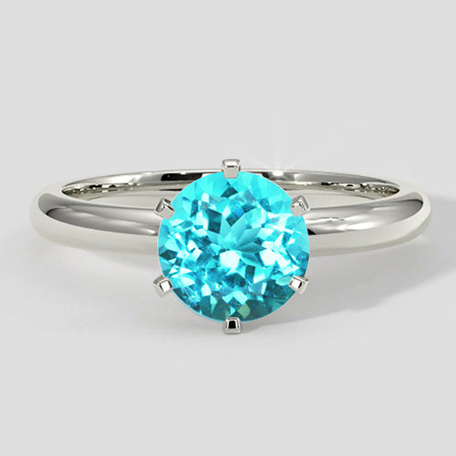Round Paraiba Tourmaline Engagement Ring