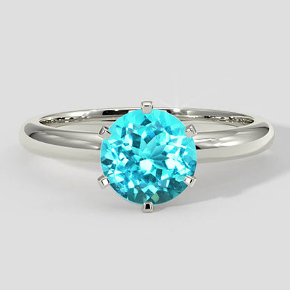 Round Paraiba Tourmaline Engagement Ring