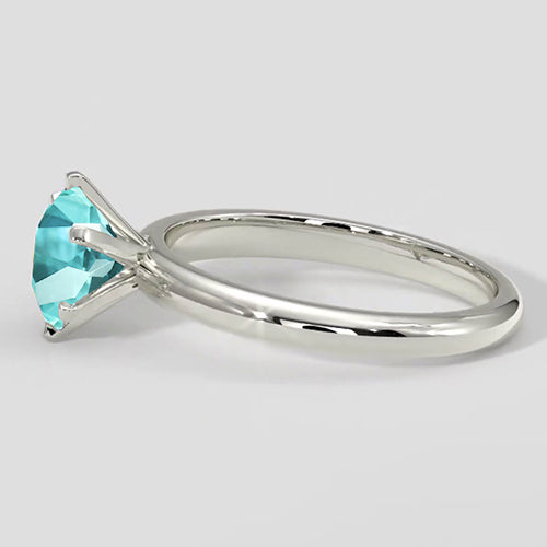 Round Paraiba Tourmaline Engagement Ring