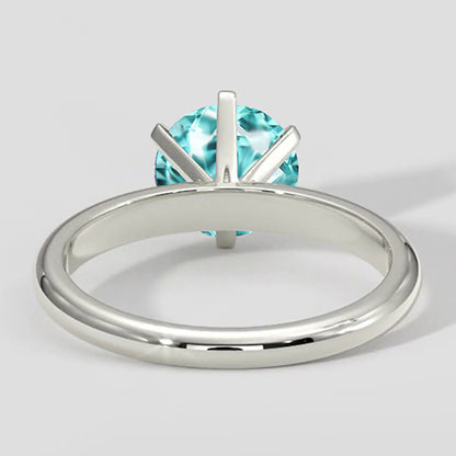 Round Paraiba Tourmaline Engagement Ring