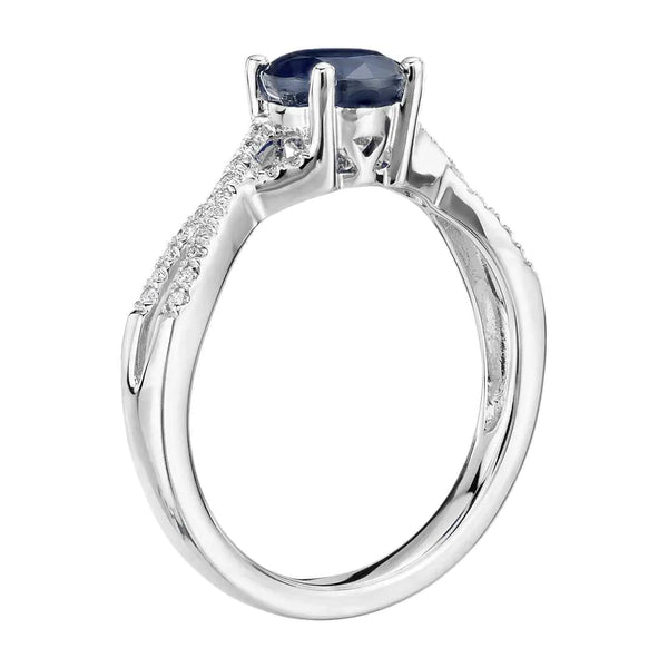 Round Sapphire And Diamond Engagement Ring