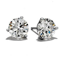 Round Shaped Natural Diamond Stud Earring D Vvs1 Diamond 14K Gold