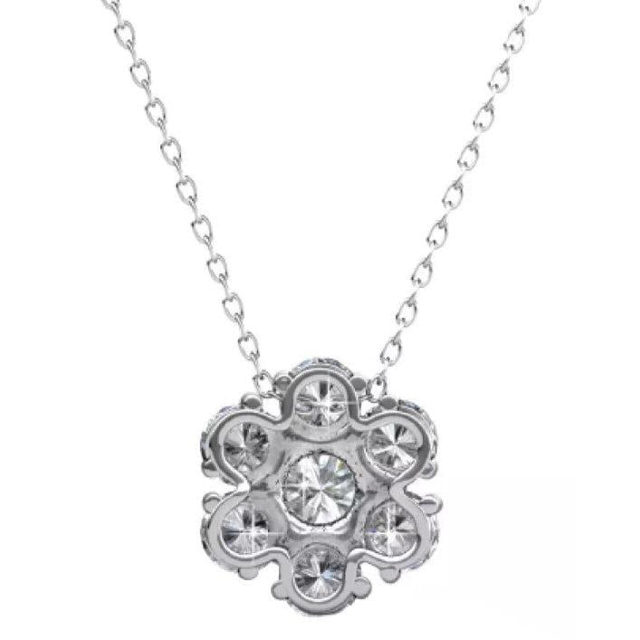 Round 3.10 Carats Natural  Diamonds Pendant Necklace White Gold 14K
