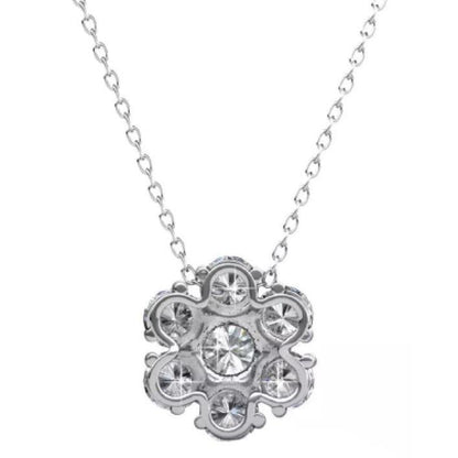 Round 3.10 Carats Natural  Diamonds Pendant Necklace White Gold 14K