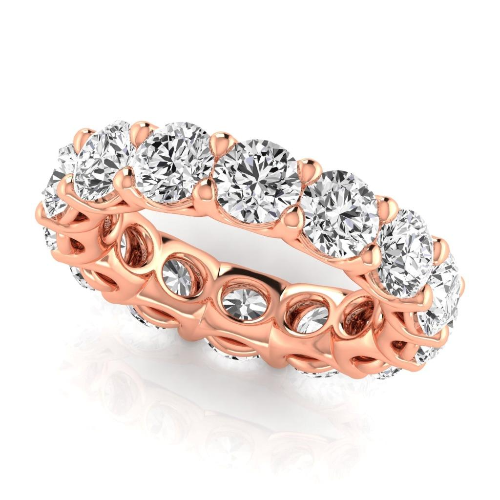 Round 7 Ct Diamond Lab Grown Eternity Band Sparkling Rose Gold Ring
