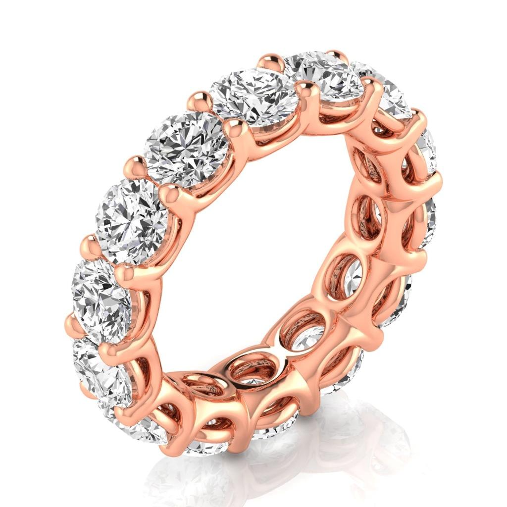 Round 7 Ct Diamond Lab Grown Eternity Band Sparkling Rose Gold Ring