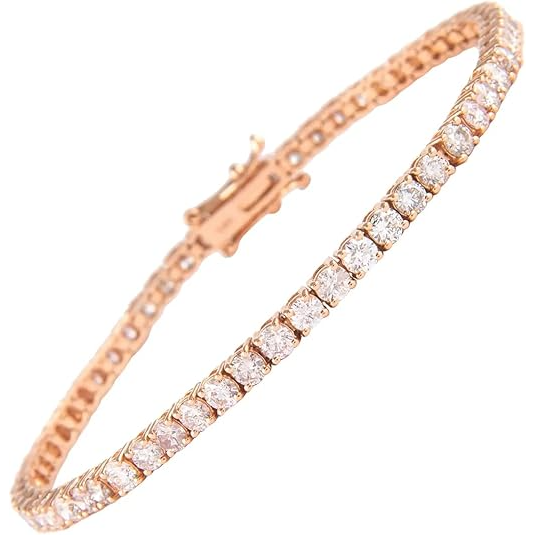 Round Brilliant Cut 3.50 Carats Lab Grown Diamonds Ladies Bracelet RG 10K