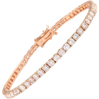 Round Brilliant Cut 3.50 Carats Lab Grown Diamonds Ladies Bracelet RG 10K