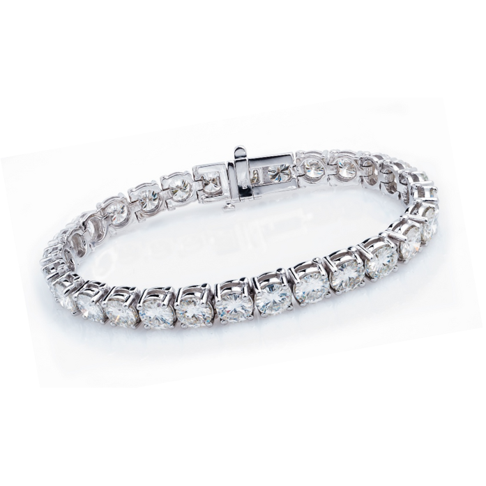 Round Brilliant Cut Lab Grown Diamond Tennis Bracelet 12 Carats White Gold 14K