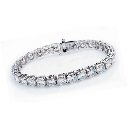 Round Brilliant Cut Lab Grown Diamond Tennis Bracelet 12 Carats White Gold 14K