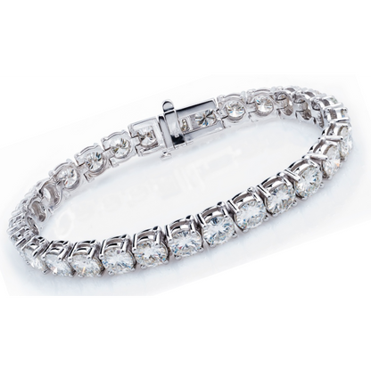 Round Brilliant Cut Lab Grown Diamond Tennis Bracelet 12 Carats White Gold 14K