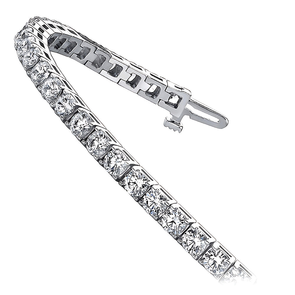 Round Brilliant Cut Lab Grown Diamond Tennis Bracelet 7.40 Carat White Gold