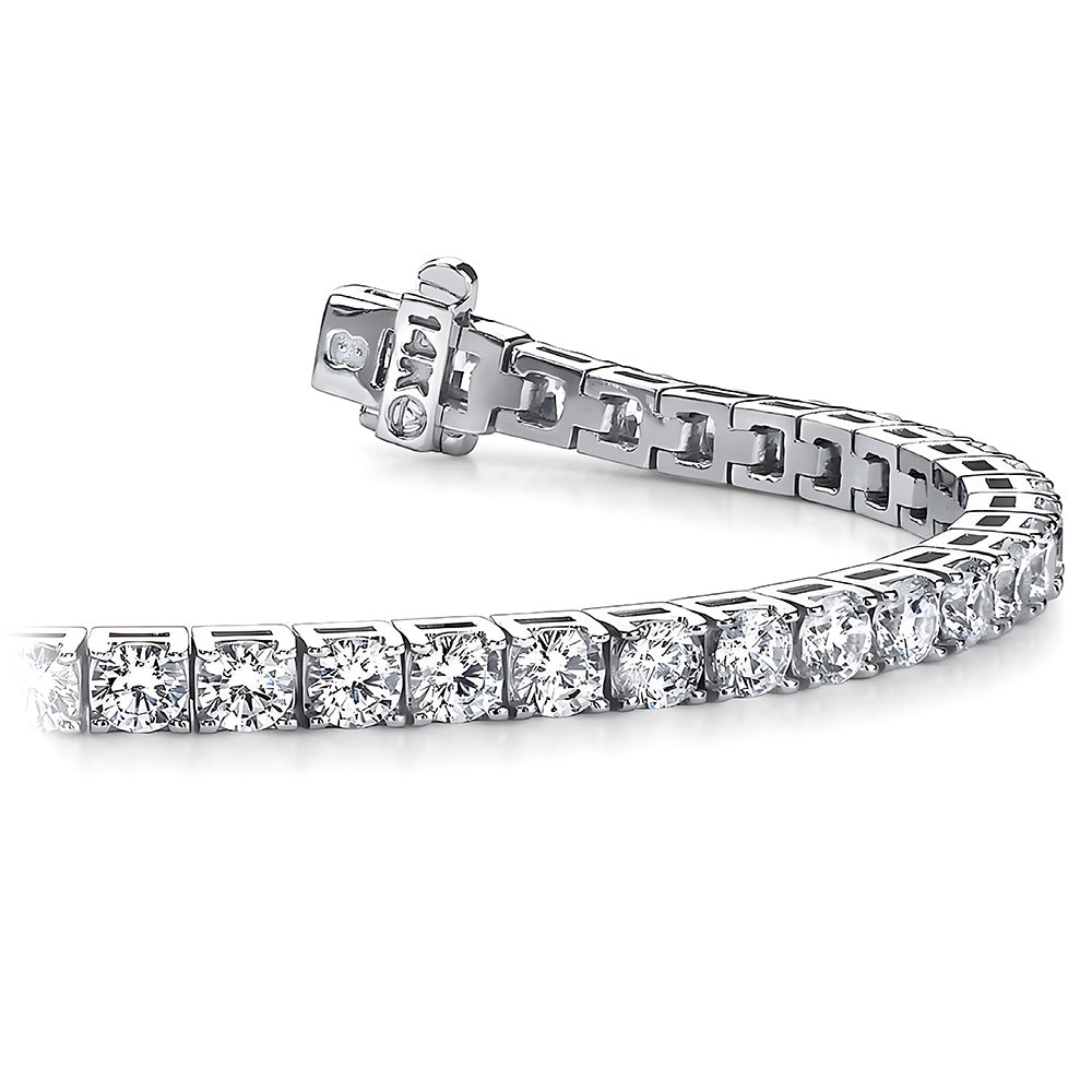 Round Brilliant Cut Lab Grown Diamond Tennis Bracelet 7.40 Carat White Gold