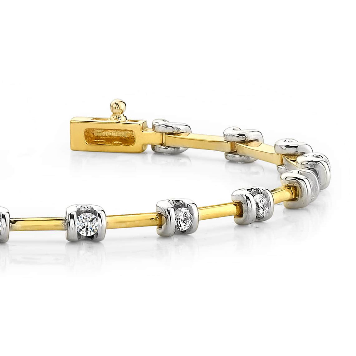 Round Brilliant Cut Lab Grown Diamond Tennis Bracelet Two Tone Gold 2.55 Carats