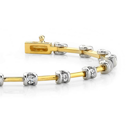 Round Brilliant Cut Lab Grown Diamond Tennis Bracelet Two Tone Gold 2.55 Carats