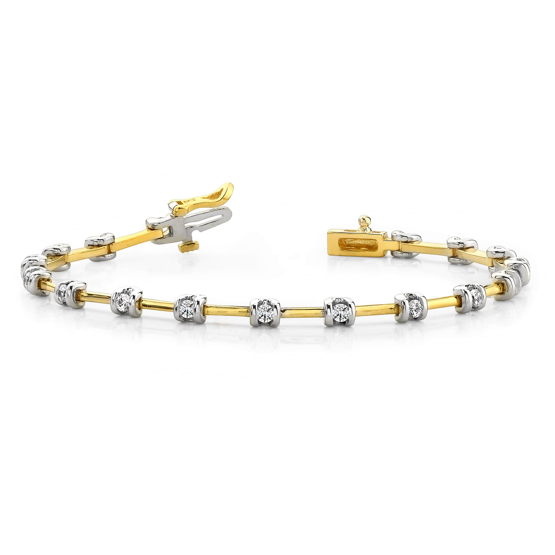 Round Brilliant Cut Lab Grown Diamond Tennis Bracelet Two Tone Gold 2.55 Carats