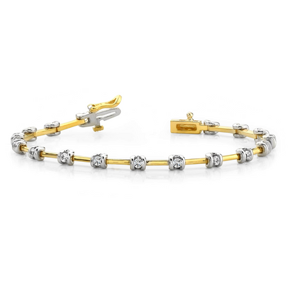 Round Brilliant Cut Lab Grown Diamond Tennis Bracelet Two Tone Gold 2.55 Carats