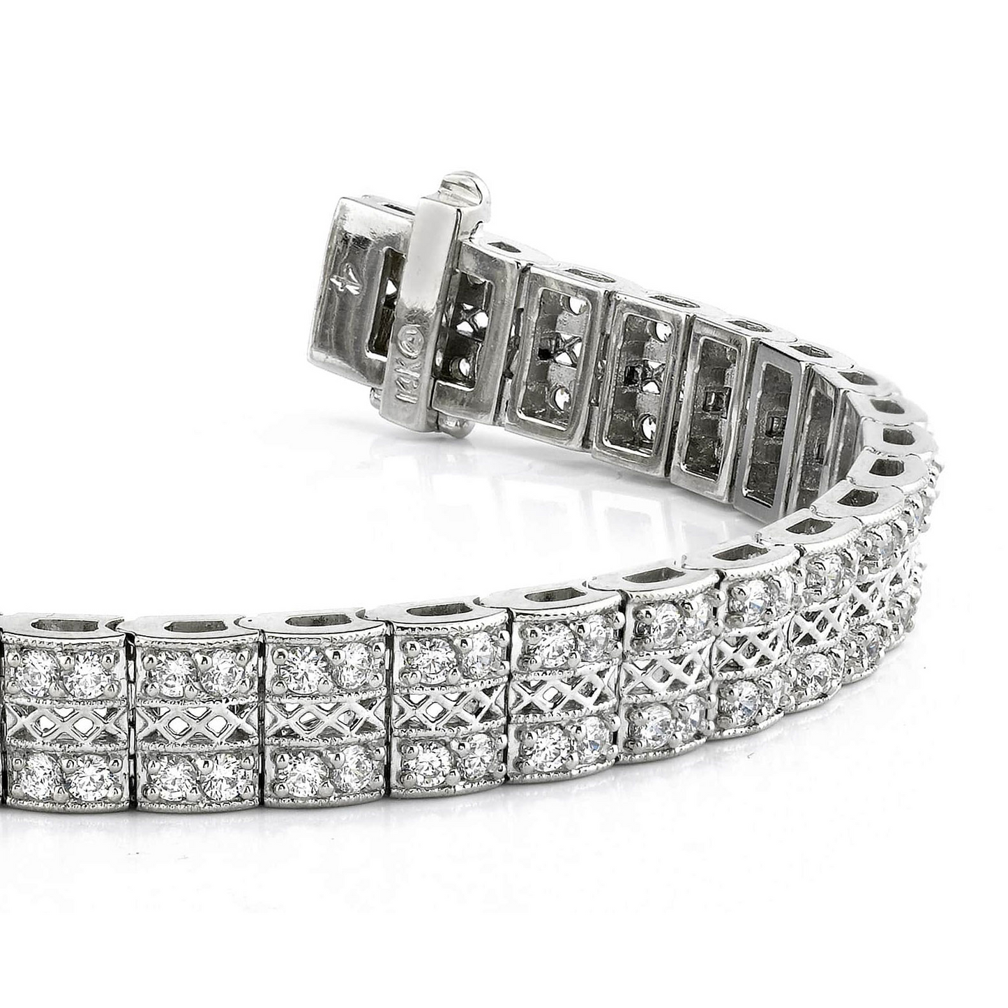 Round Brilliant Cut Natural Earth Mined Diamond Tennis Bracelet White Gold 7.20 Carats