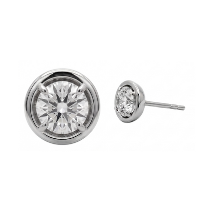 Round Cut 1 Carat Lab Grown Diamonds Stud Earring White Gold 14K