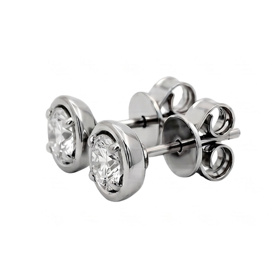 Round Cut 1 Carat Lab Grown Diamonds Stud Earring White Gold 14K