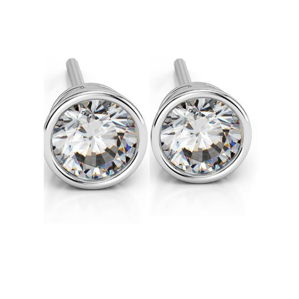 Round Cut 3.80 Ct Bezel Set Natural Earth Mined Diamonds Studs Earrings White Gold