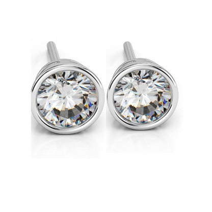 Round Cut 3.80 Ct Bezel Set Natural Earth Mined Diamonds Studs Earrings White Gold